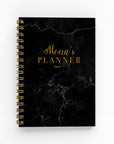 Any Name Black Marble Foil Weekly Planner