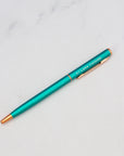 Branded Metallic Turquoise Pen