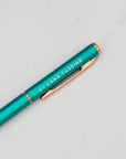 Branded Metallic Turquoise Pen