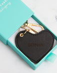 Black Vegan Leather Heart Keychain