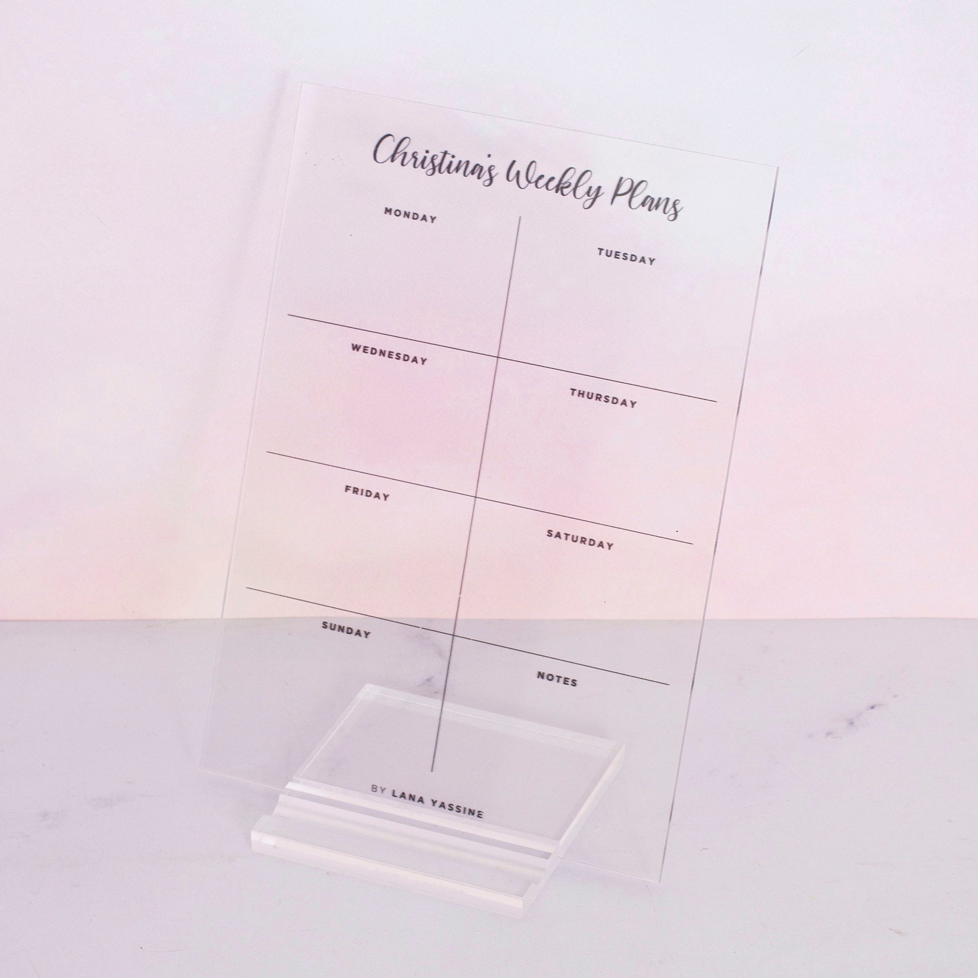 Acrylic Desk Stand - Weekly Planner