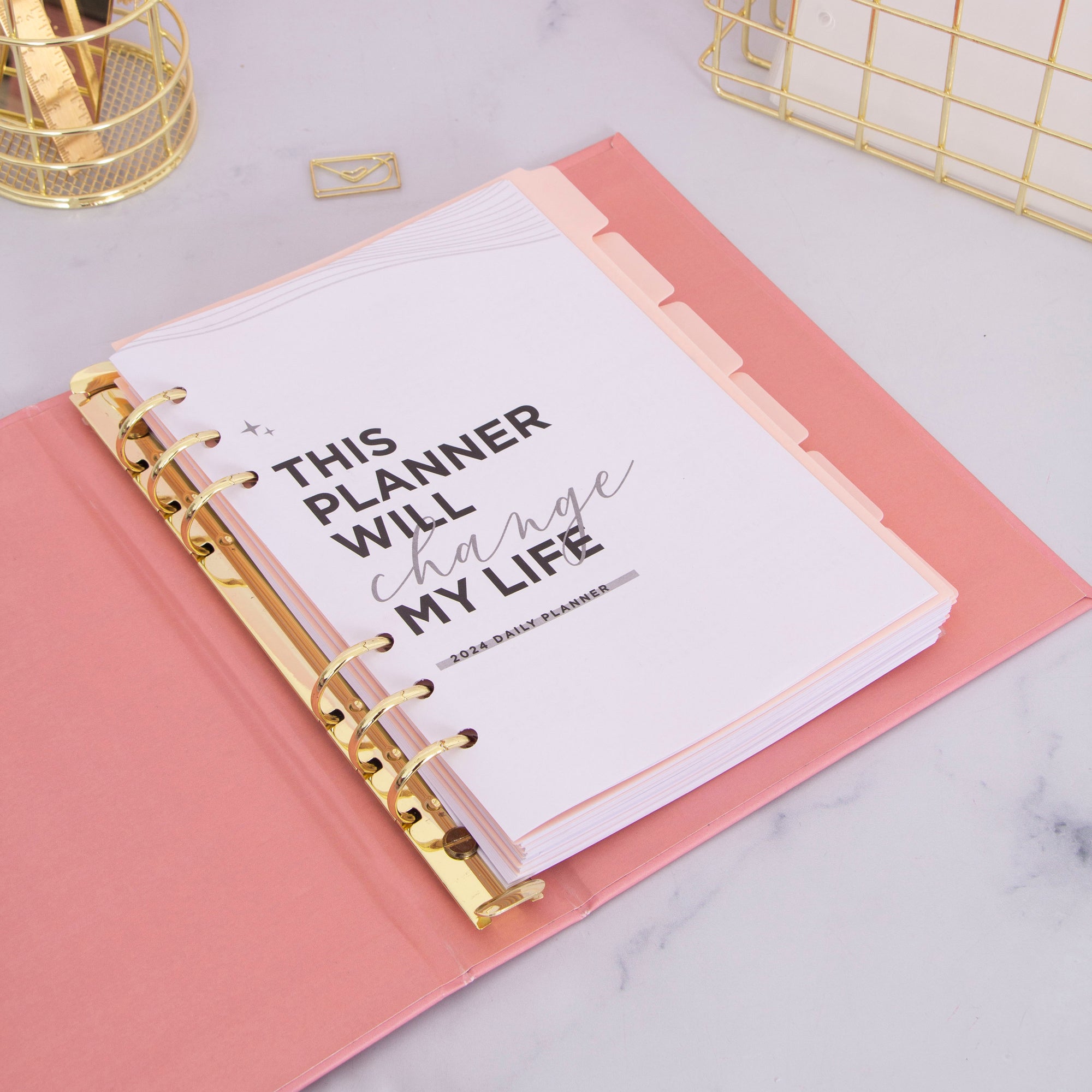 Peach Binder Divider Tabs A5