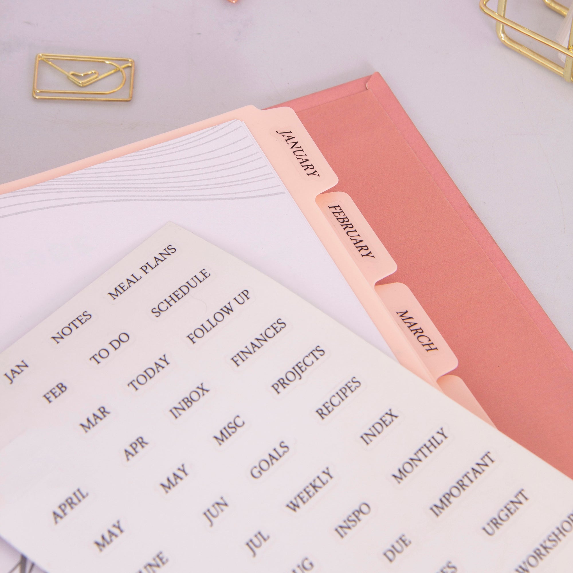 Peach Binder Divider Tabs A5