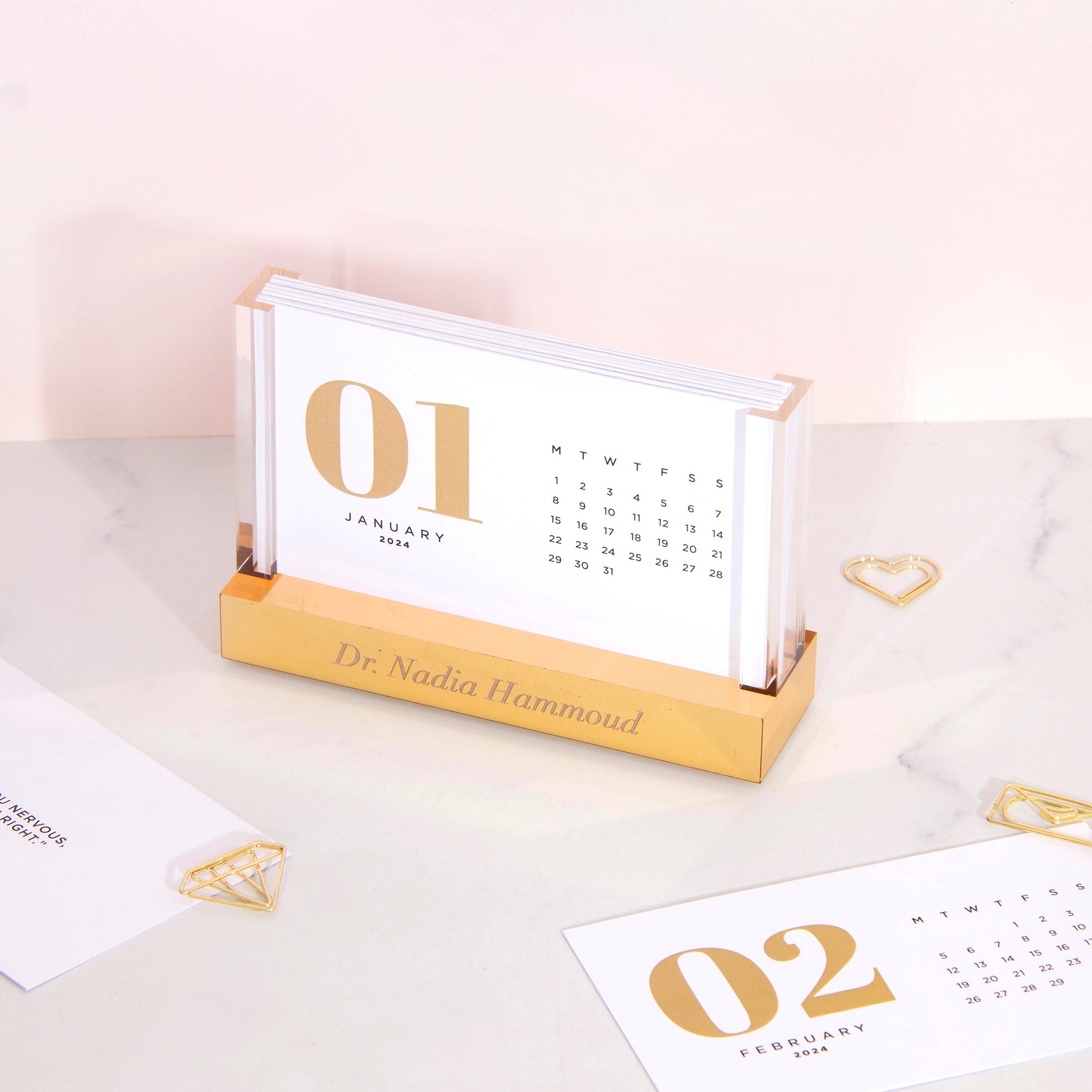Acrylic Gold Desk Stand