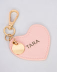 Pink Vegan Leather Heart Keychain