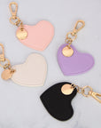 Pink Vegan Leather Heart Keychain