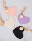 Pink Vegan Leather Heart Keychain