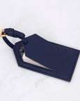 Navy Vegan Leather Luggage Tag