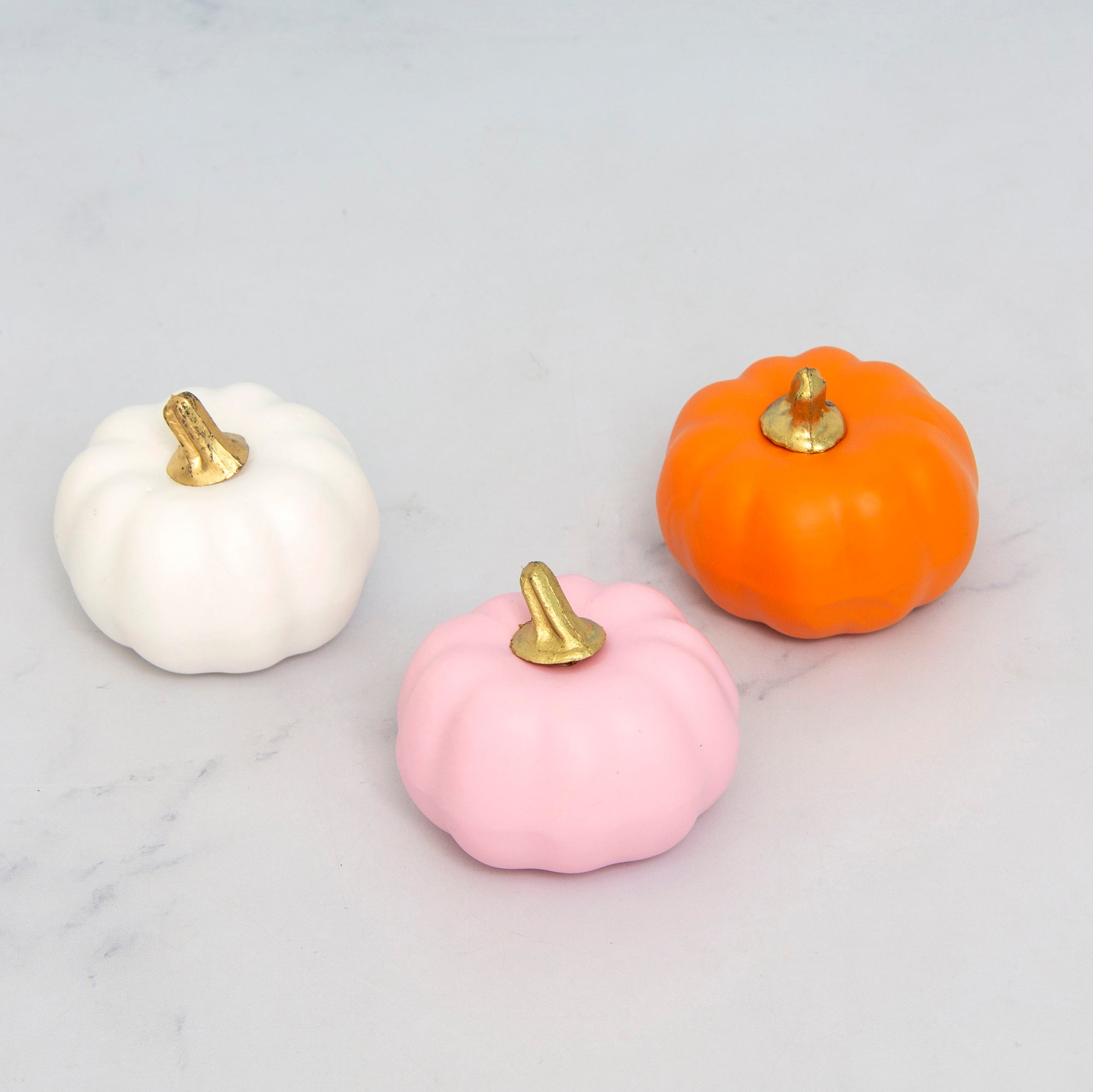 Three Mini Foam Pumpkin Decor