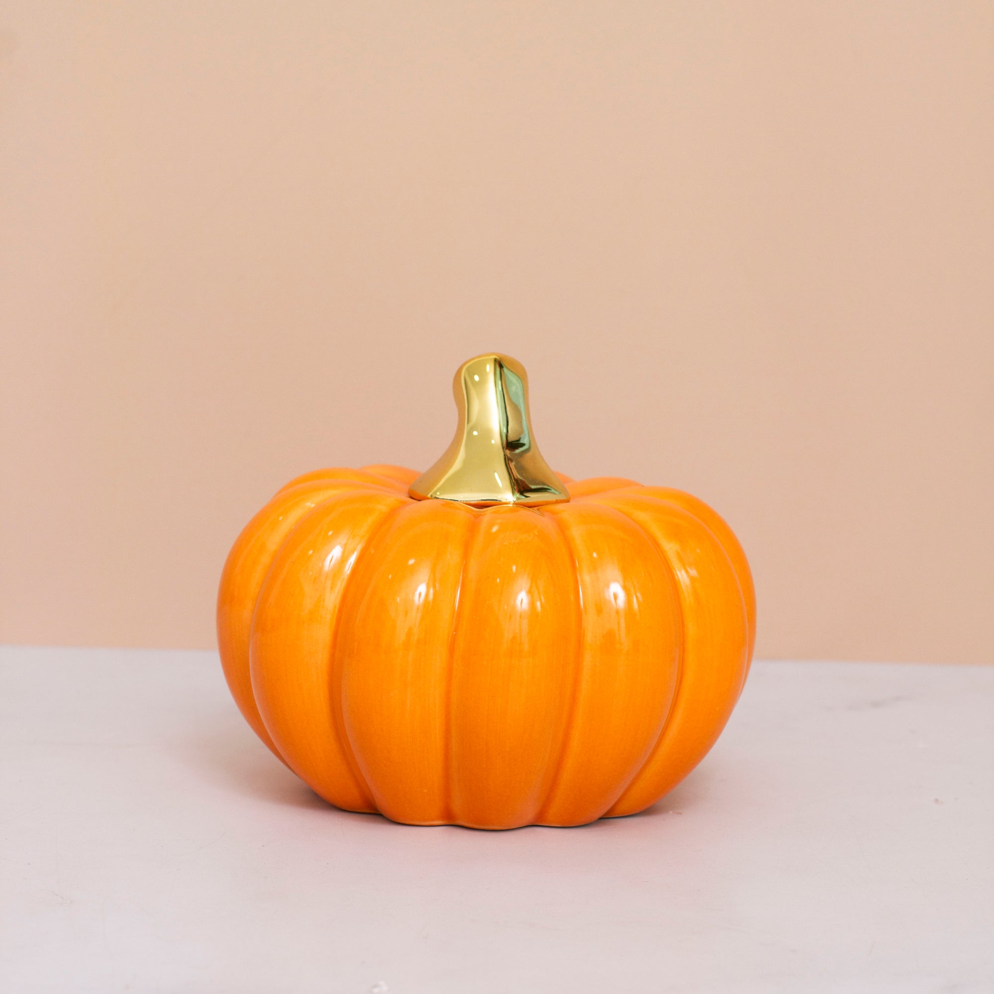 Classic Orange Pumpkin Ceramic Decor