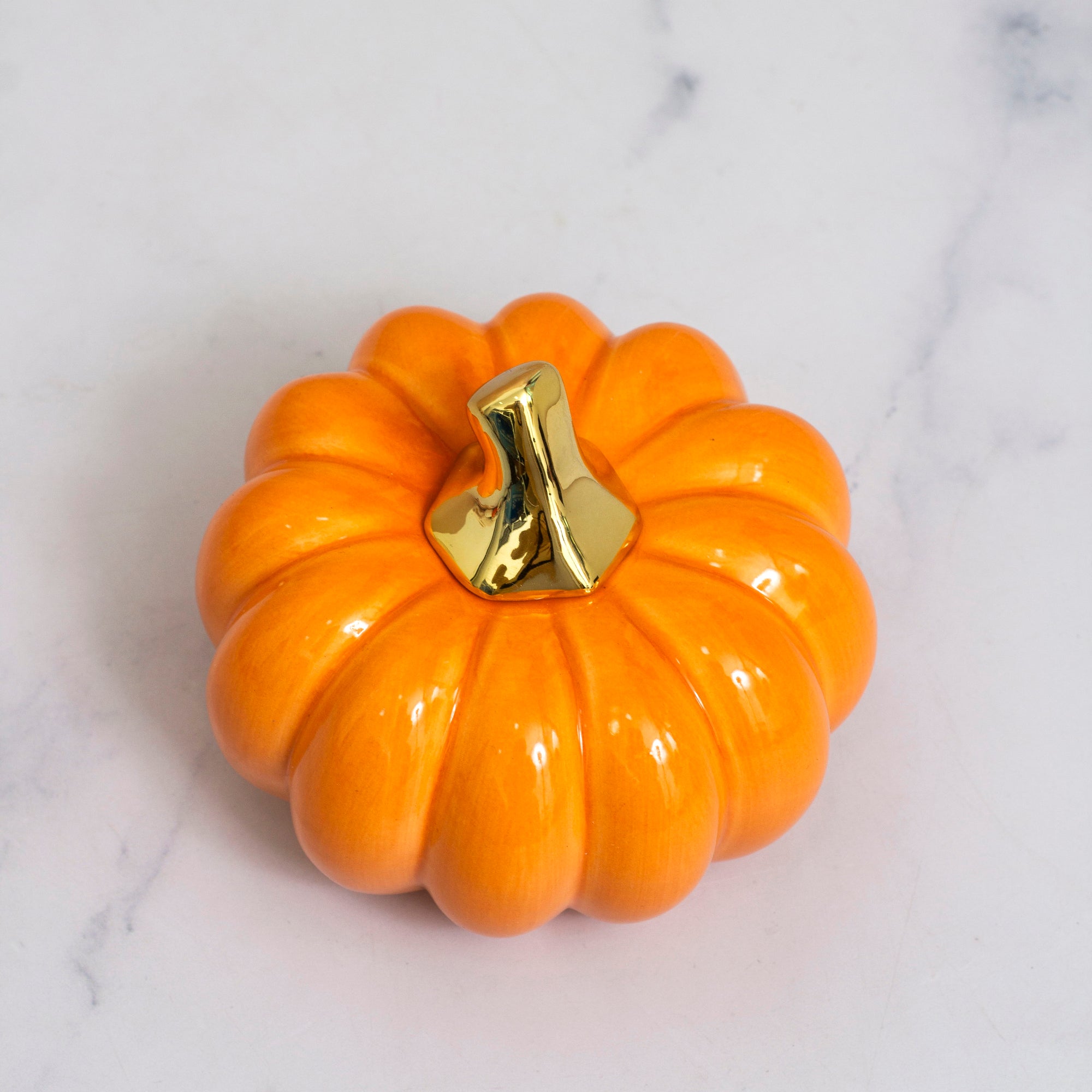 Classic Orange Pumpkin Ceramic Decor
