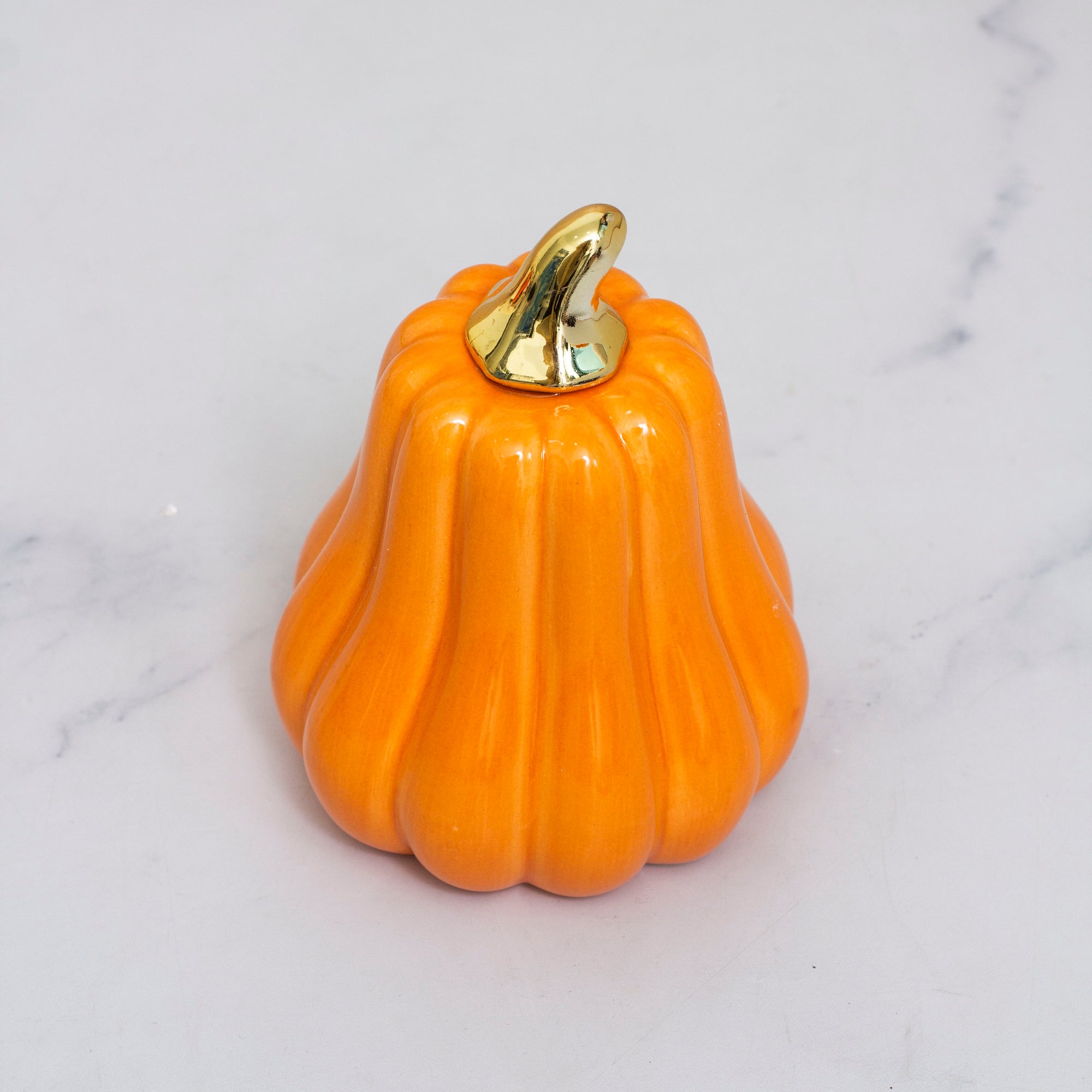 Tall Orange Pumpkin Ceramic Decor