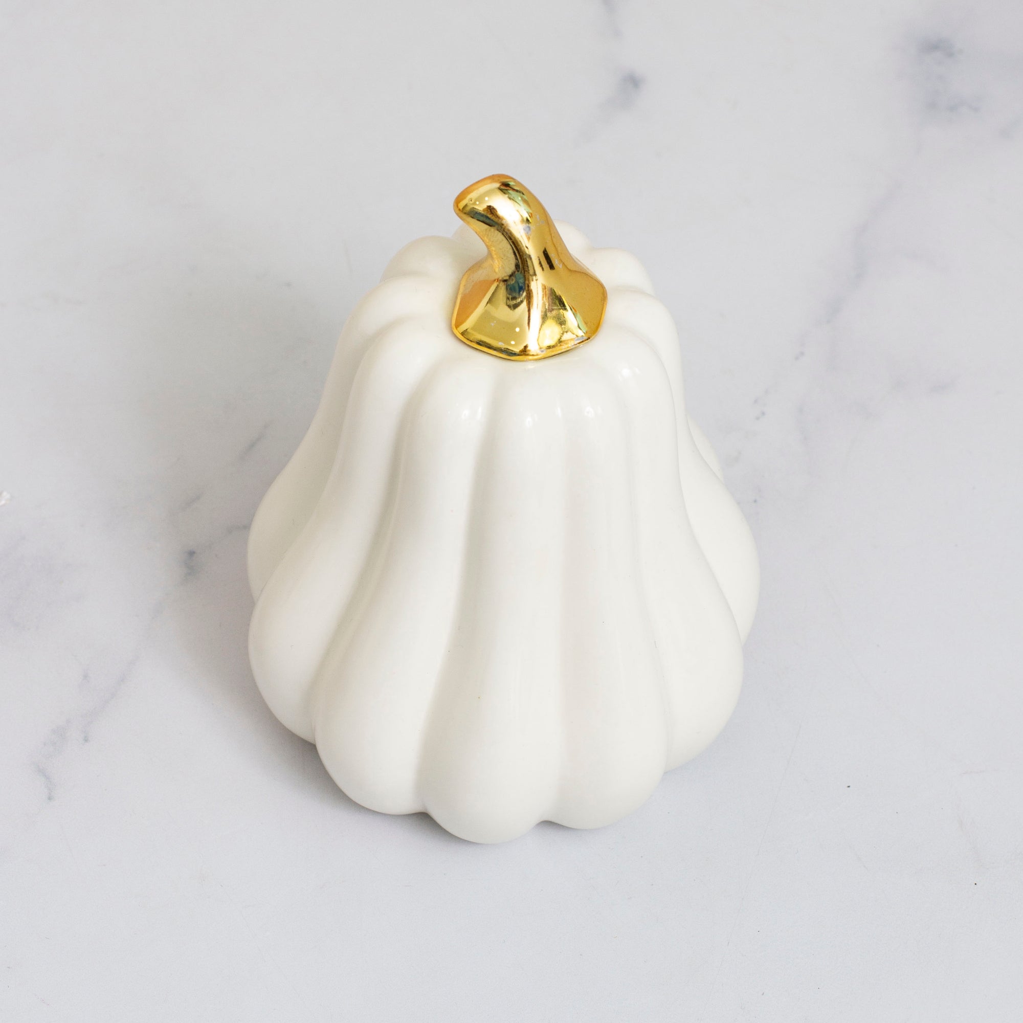 Tall White Pumpkin Ceramic Decor