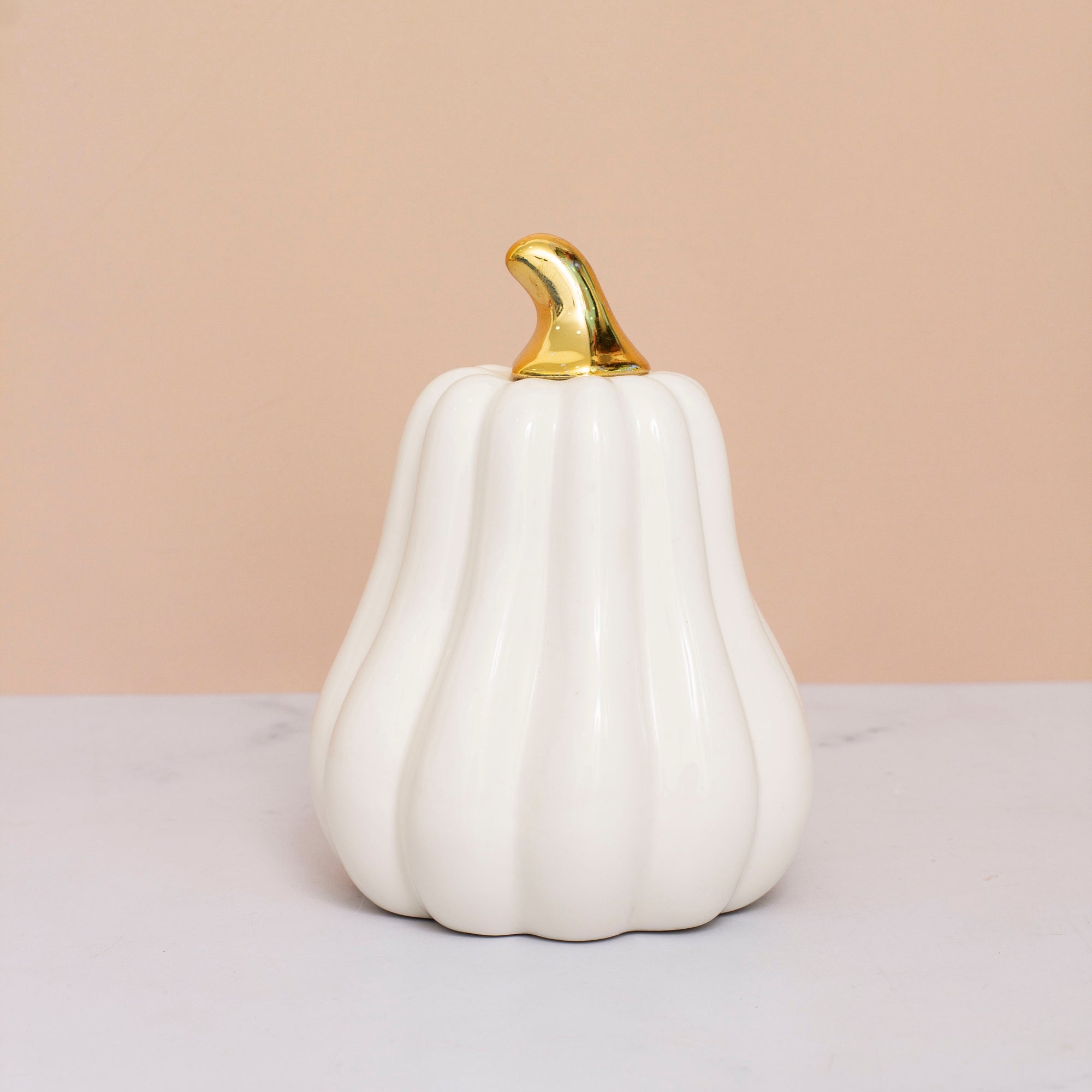 Tall White Pumpkin Ceramic Decor