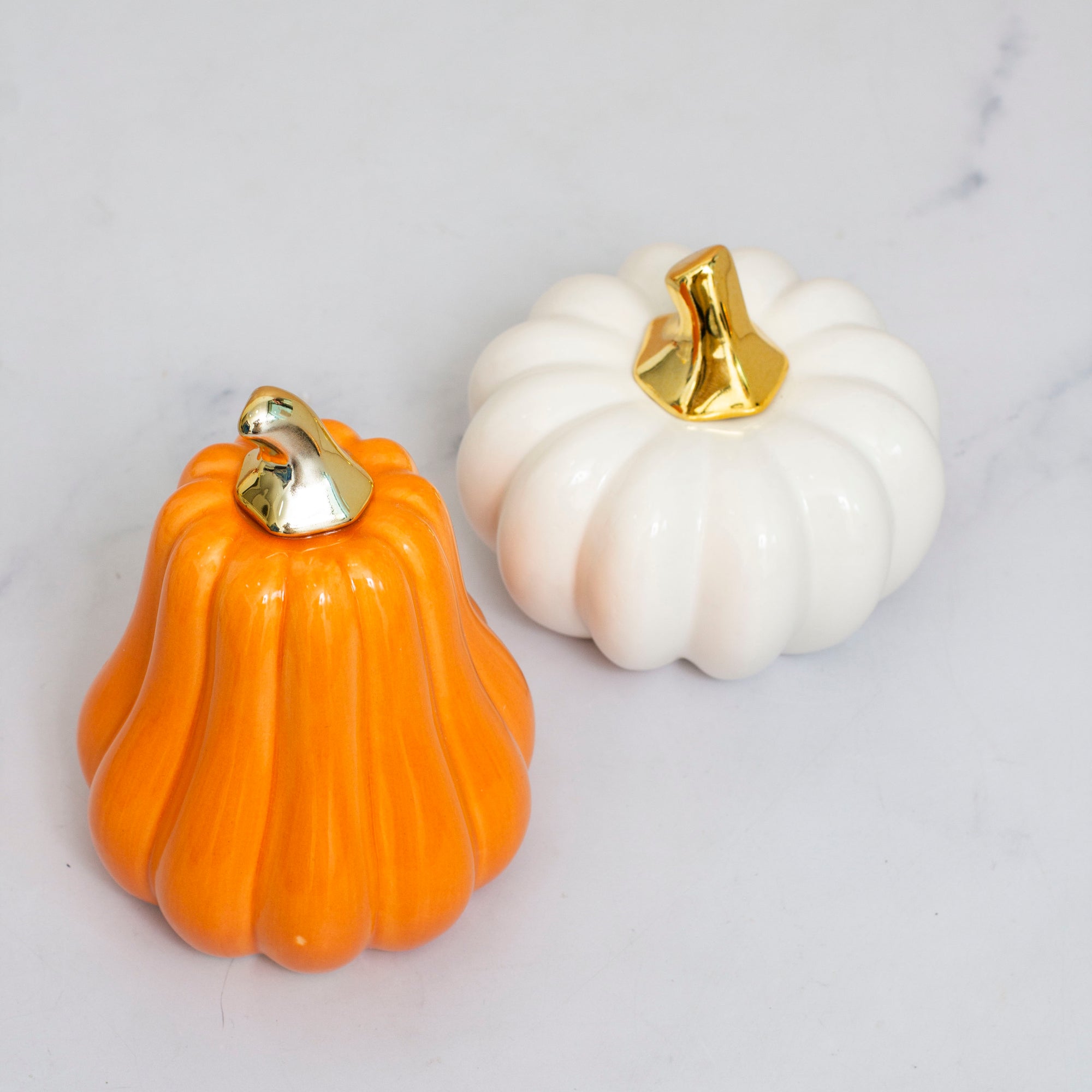 Tall Orange Pumpkin Ceramic Decor