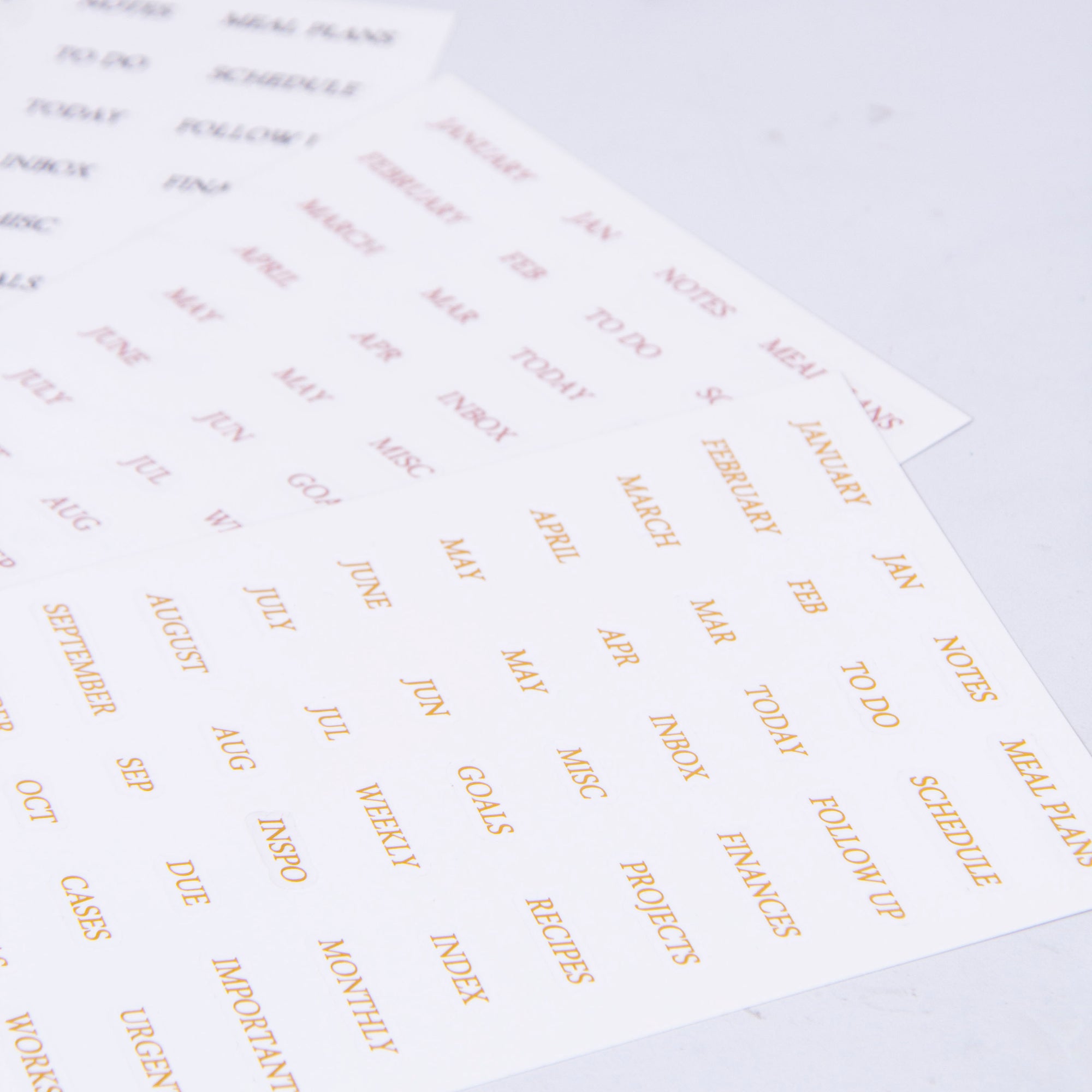 Foil Stickers for Binder Divider Tabs