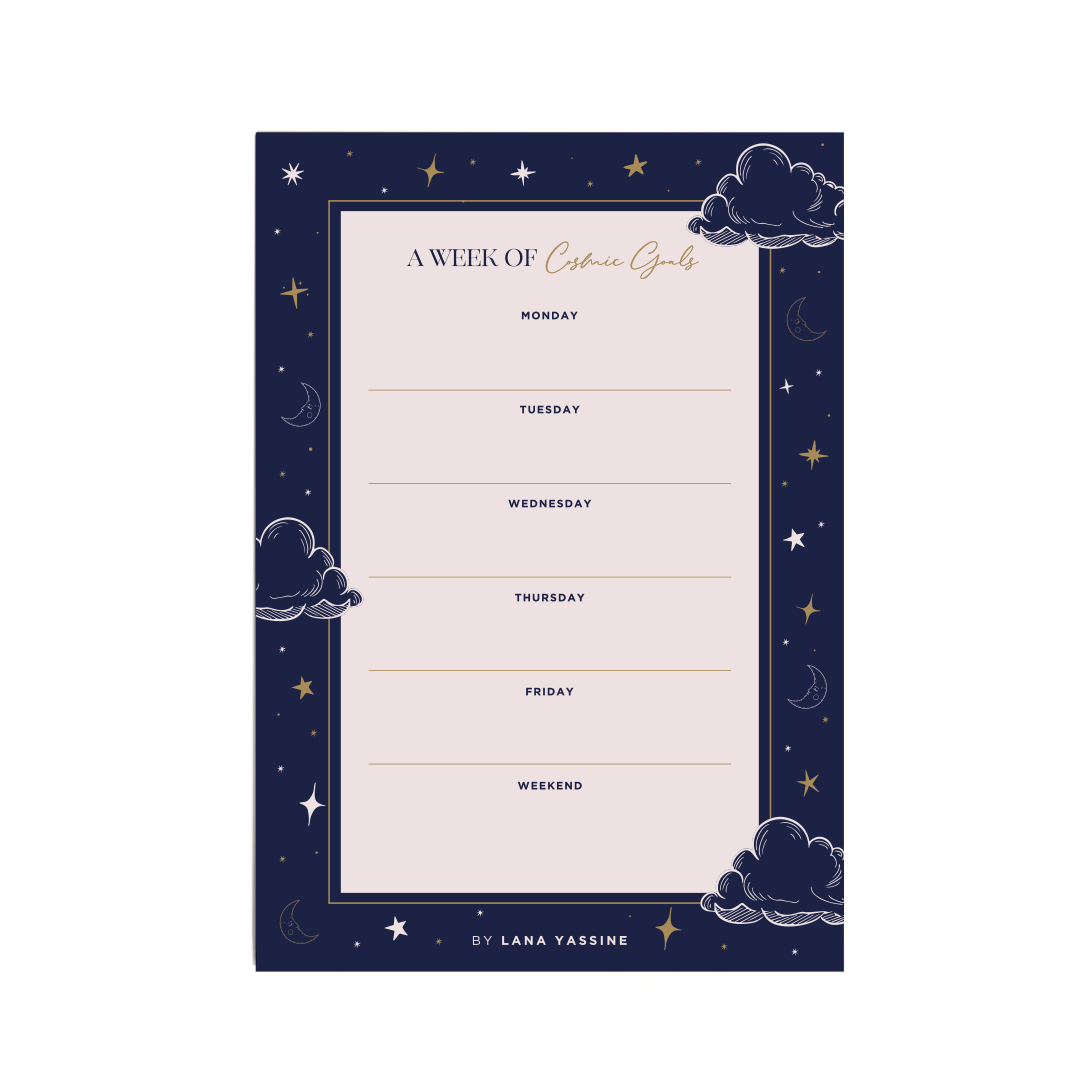 Celestial Nights Weekly Desk Planner