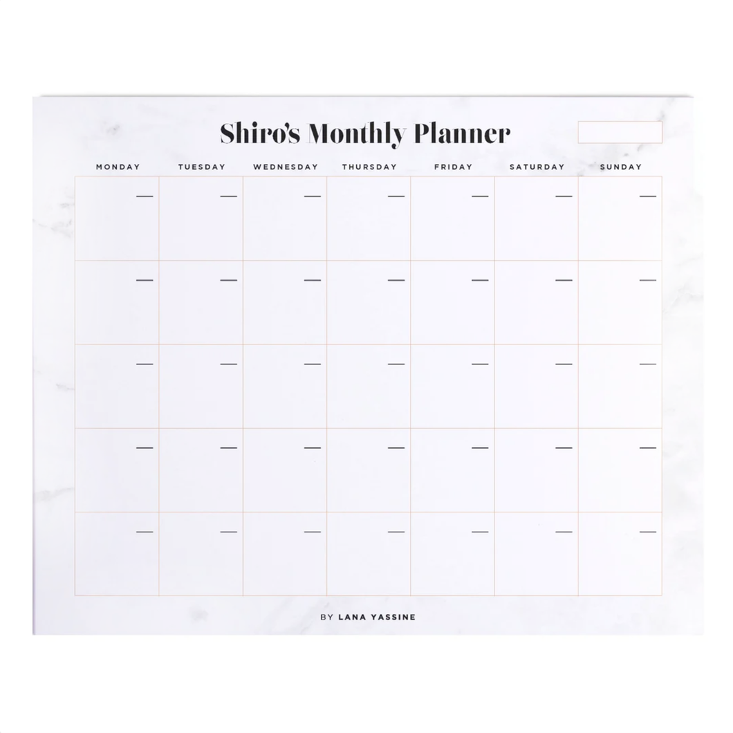 White Marble Monthly Desk Planner