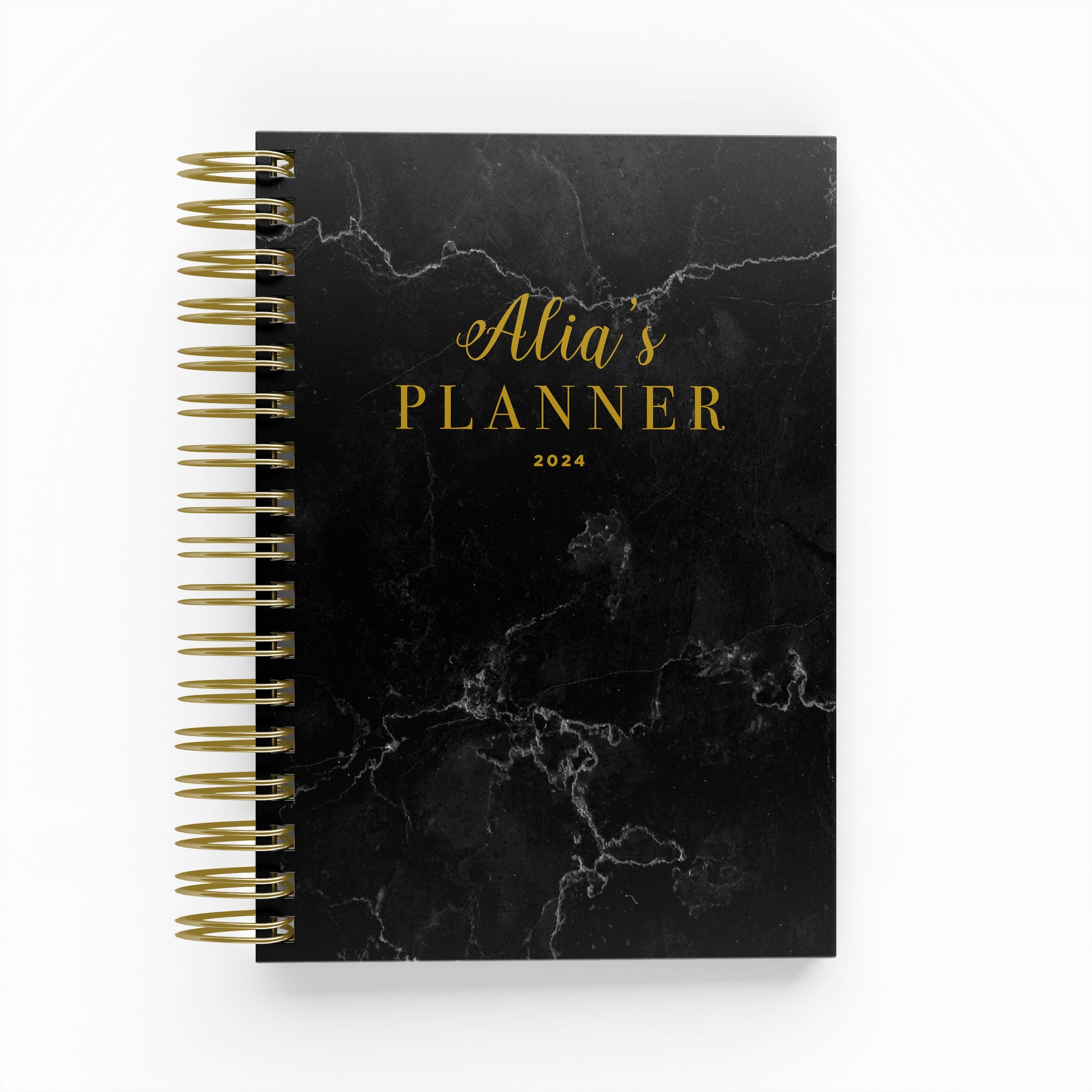 Any Quote Black Marble Foil Daily Planner