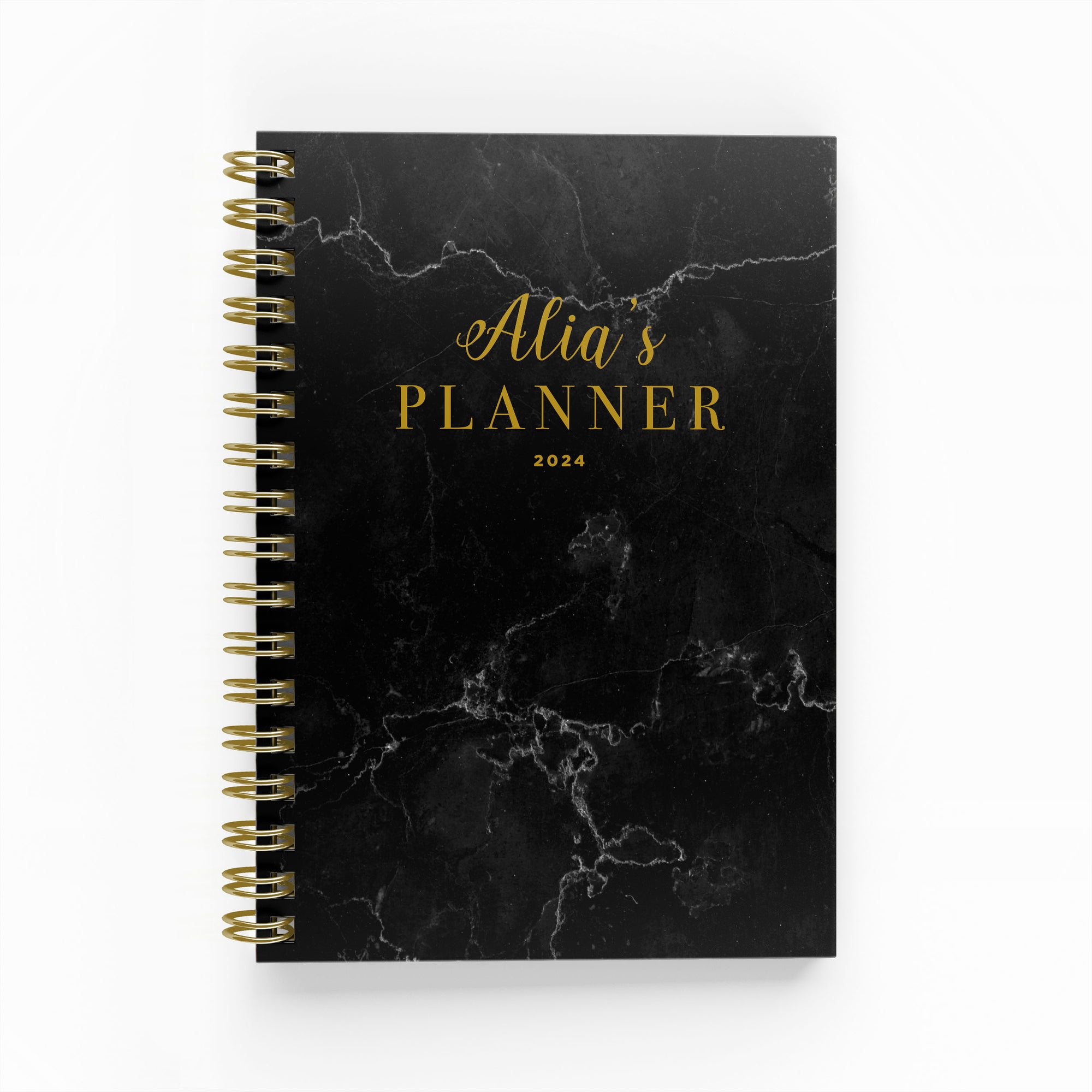 Any Quote Black Marble Foil Weekly Planner