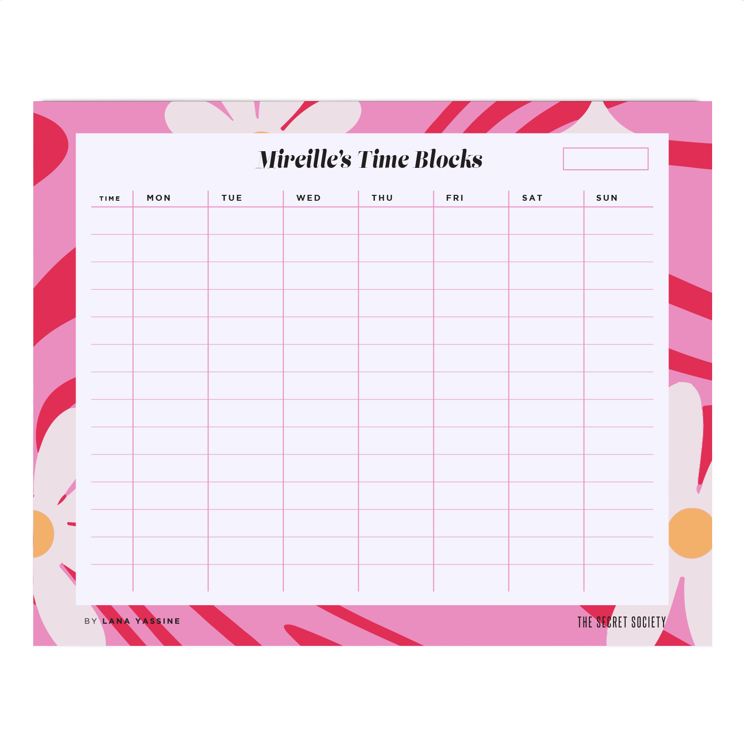 Flower Power Time Blocks Weekly Desk Planner | The Secret Society