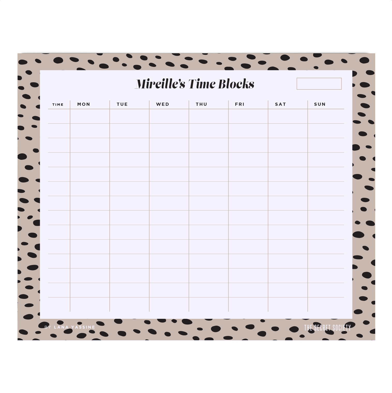 Not A Dalmatian Time Blocks Weekly Desk Planner | The Secret Society