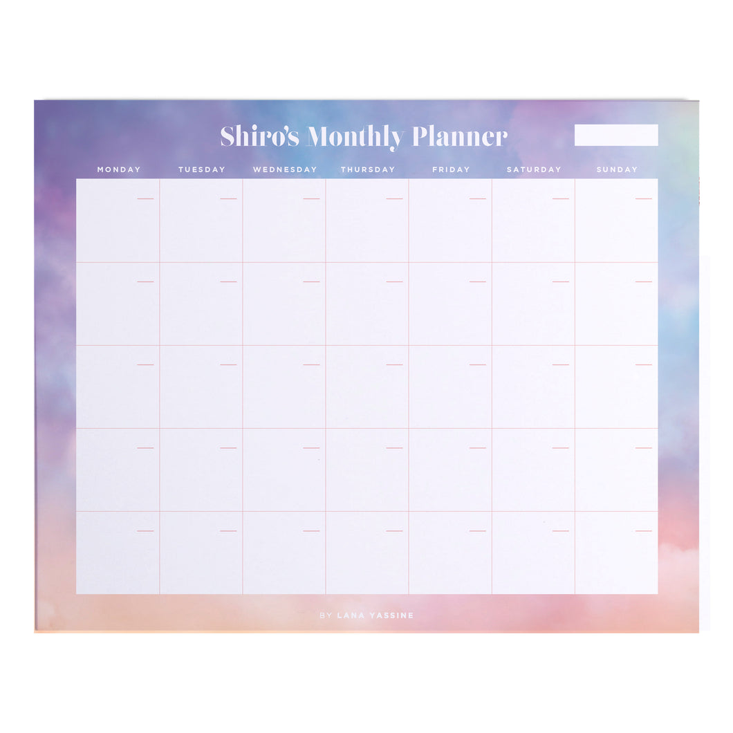 Pastel Clouds Monthly Desk Planner
