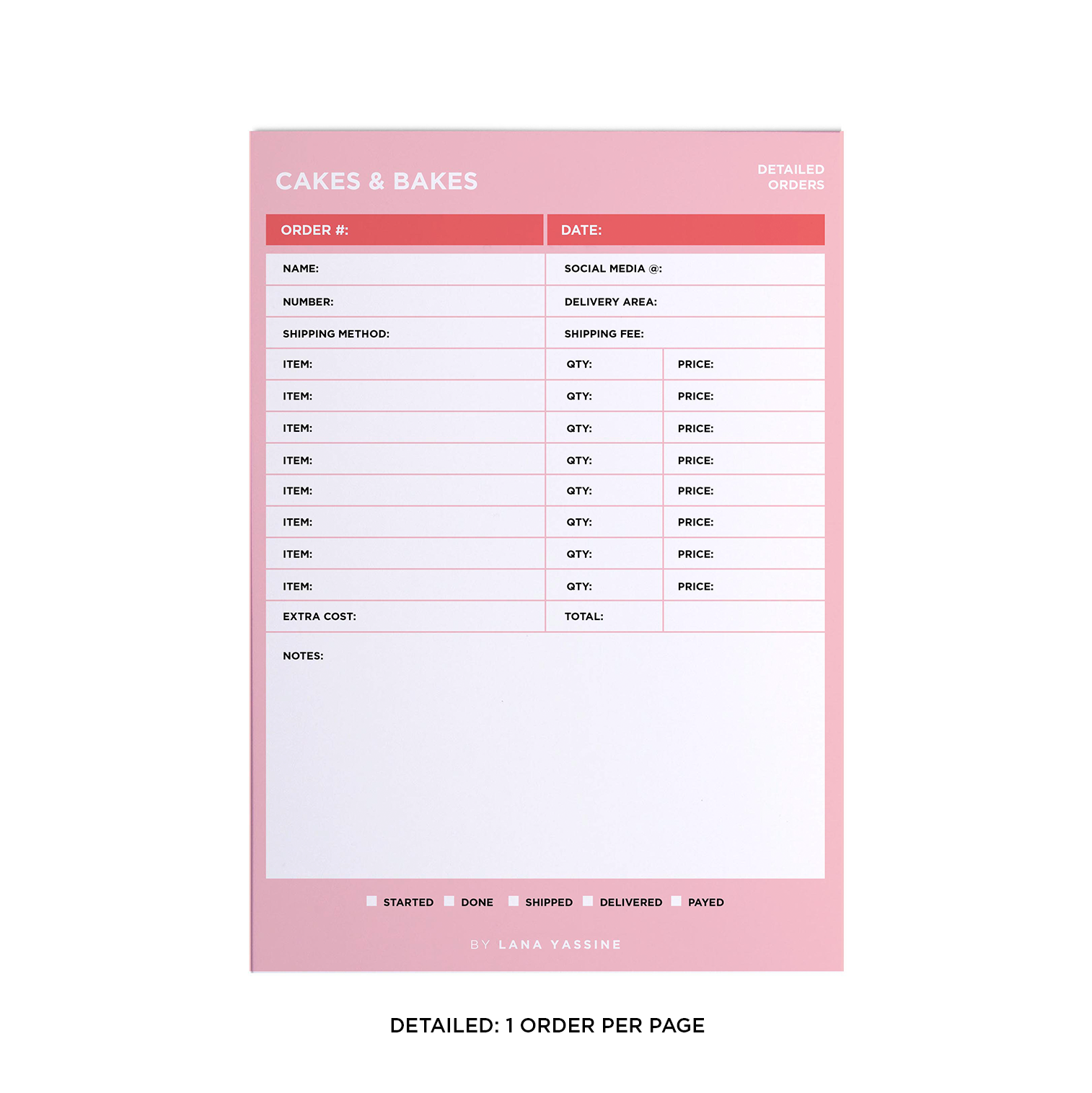 Colorful Order Tracker Desk Planner