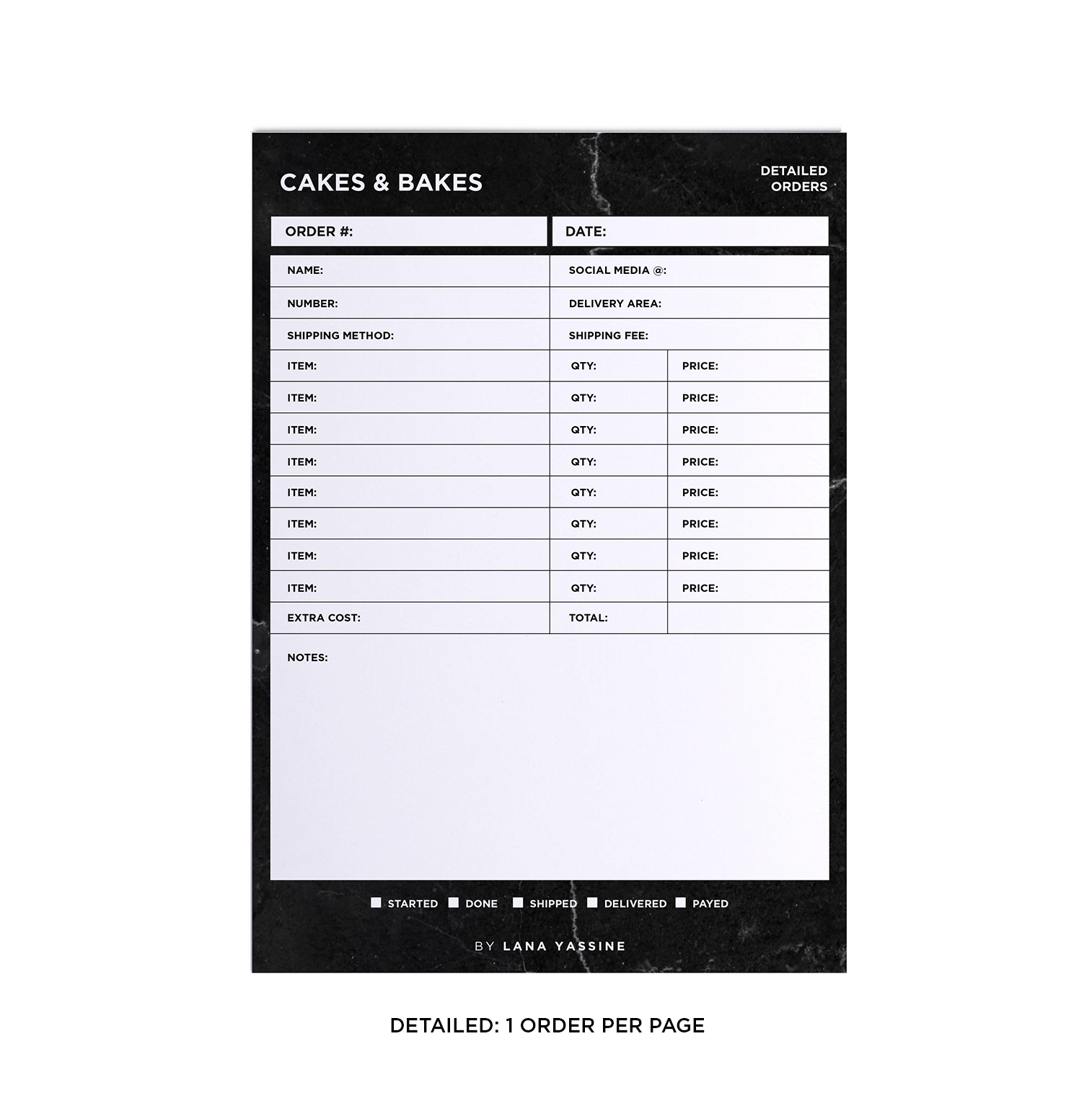 Black Marble Order Tracker Desk Planner