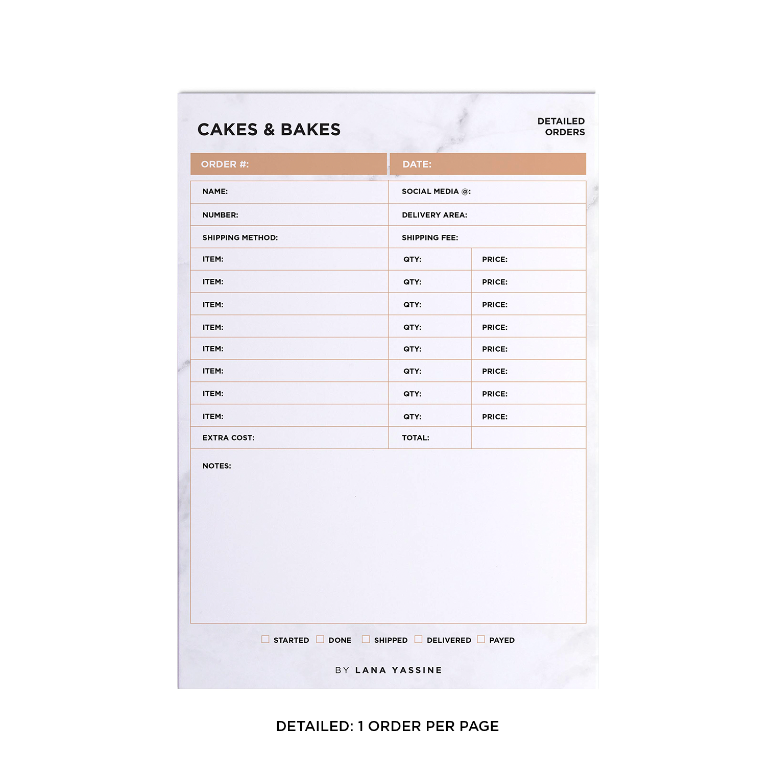 White Marble Order Tracker Desk Planner
