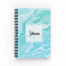 Load image into Gallery viewer, Turquoise Marble A6 Lined Notebook - By Lana Yassine
