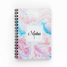 Load image into Gallery viewer, Blue &amp; Purple Marble A6 Lined Notebook - By Lana Yassine
