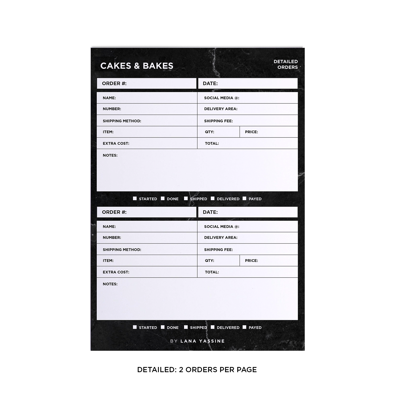 Black Marble Order Tracker Desk Planner