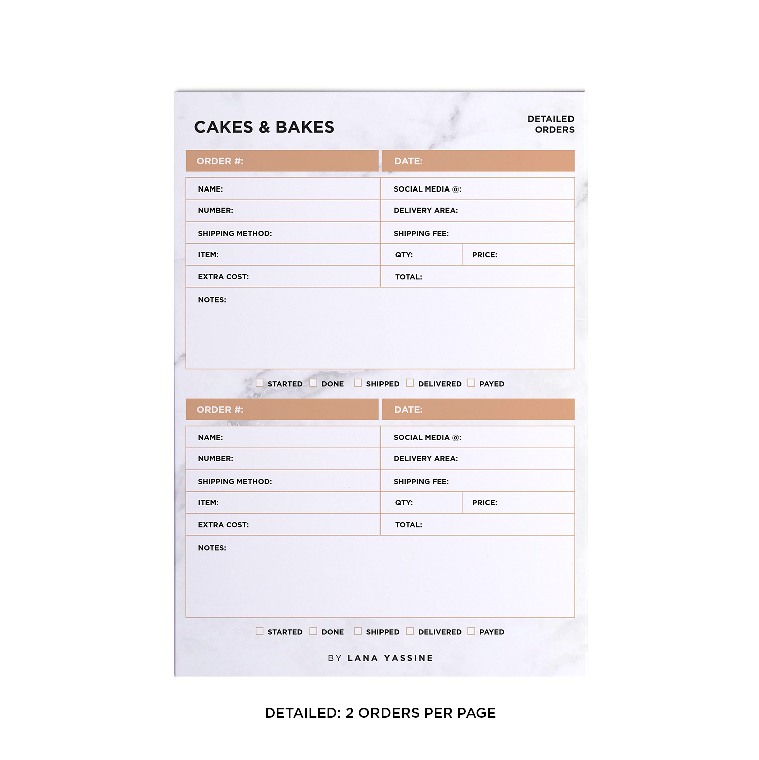 White Marble Order Tracker Desk Planner