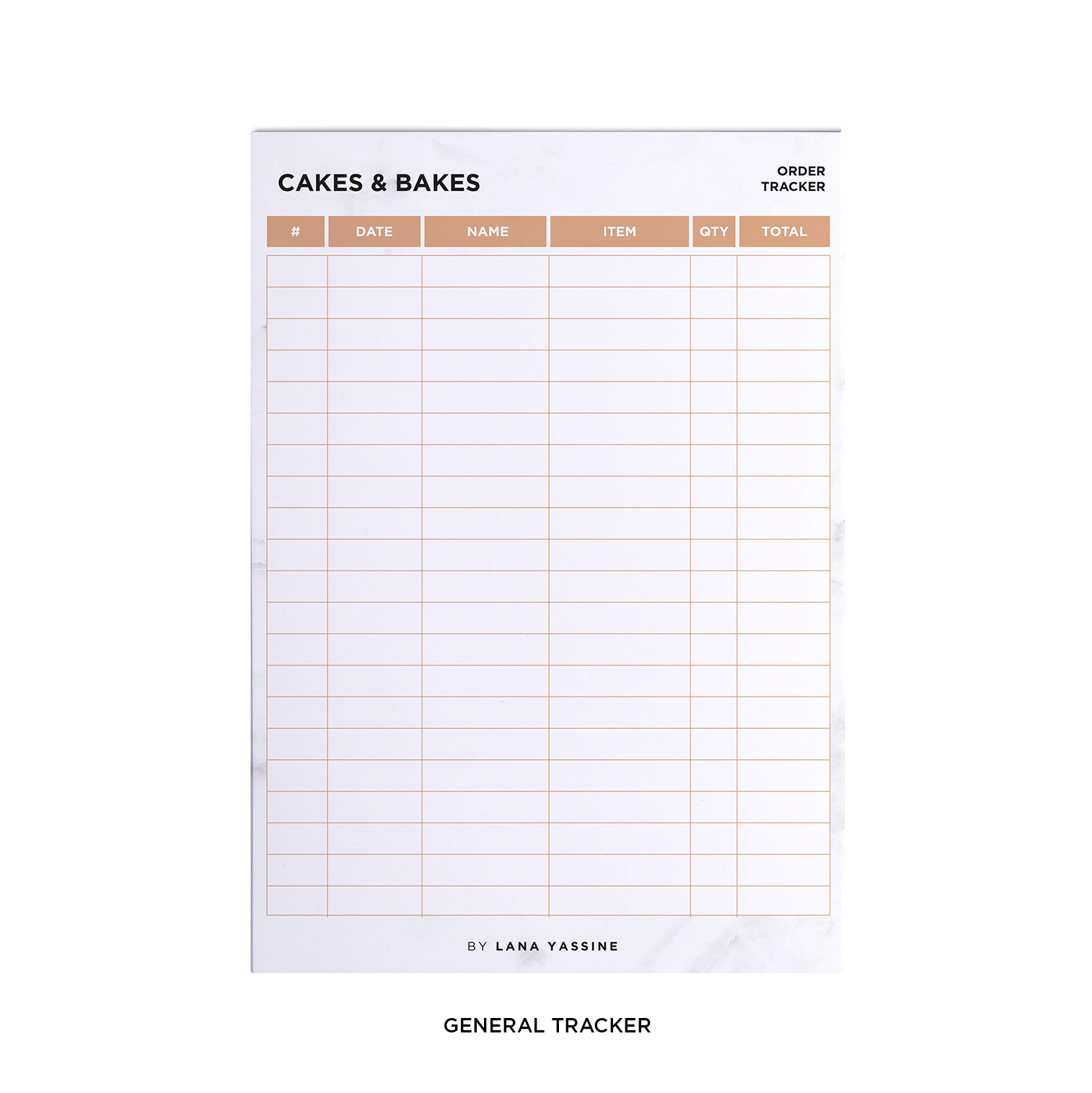 White Marble Order Tracker Desk Planner