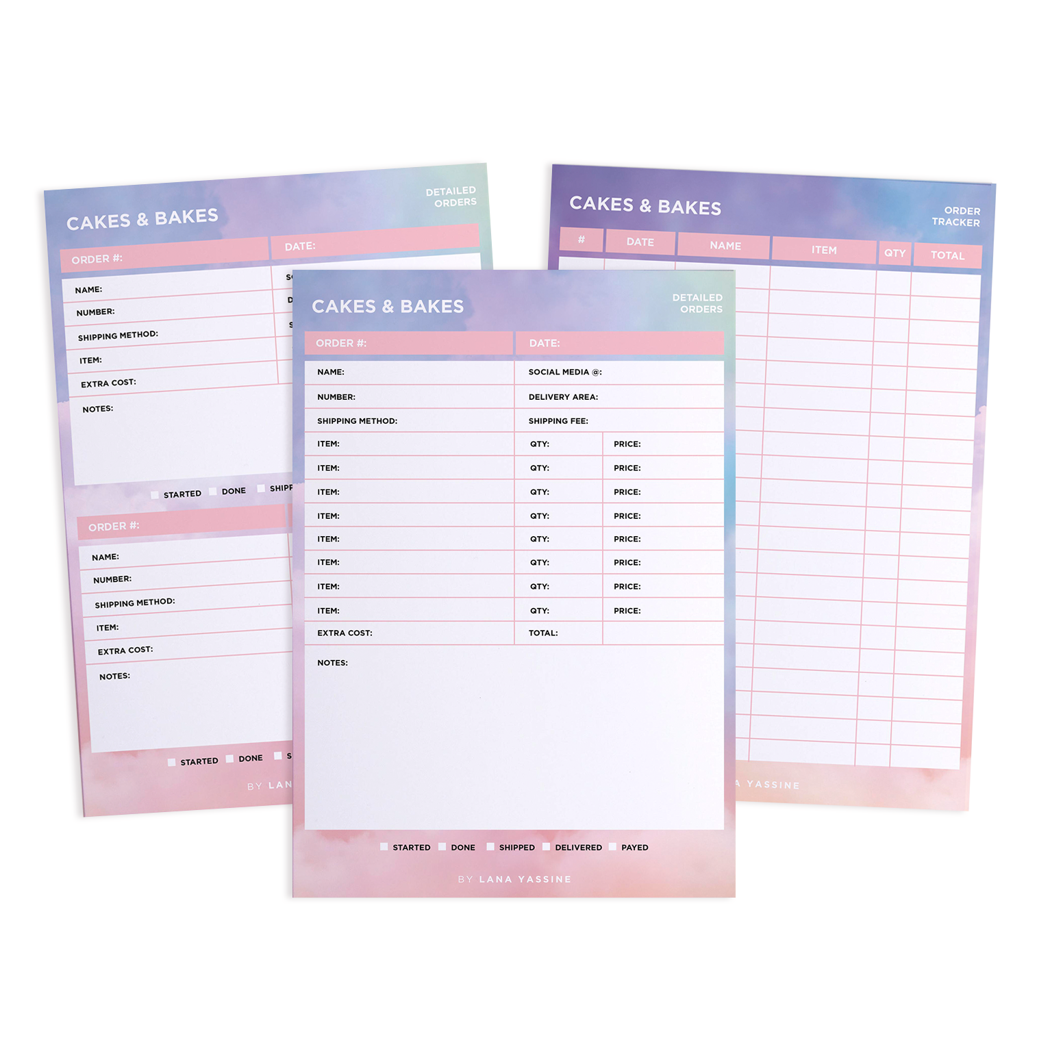Pastel Clouds Order Tracker Desk Planner