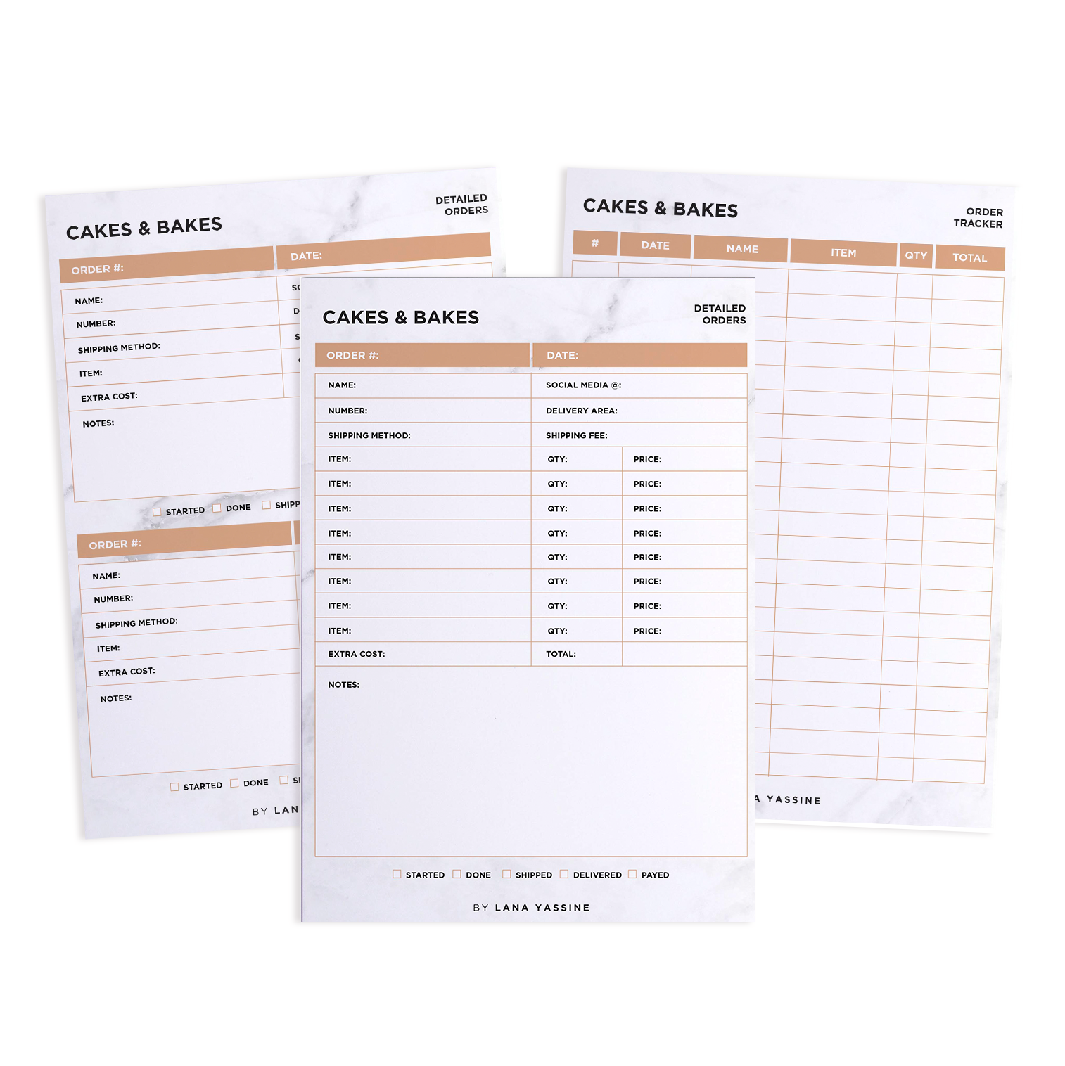 White Marble Order Tracker Desk Planner