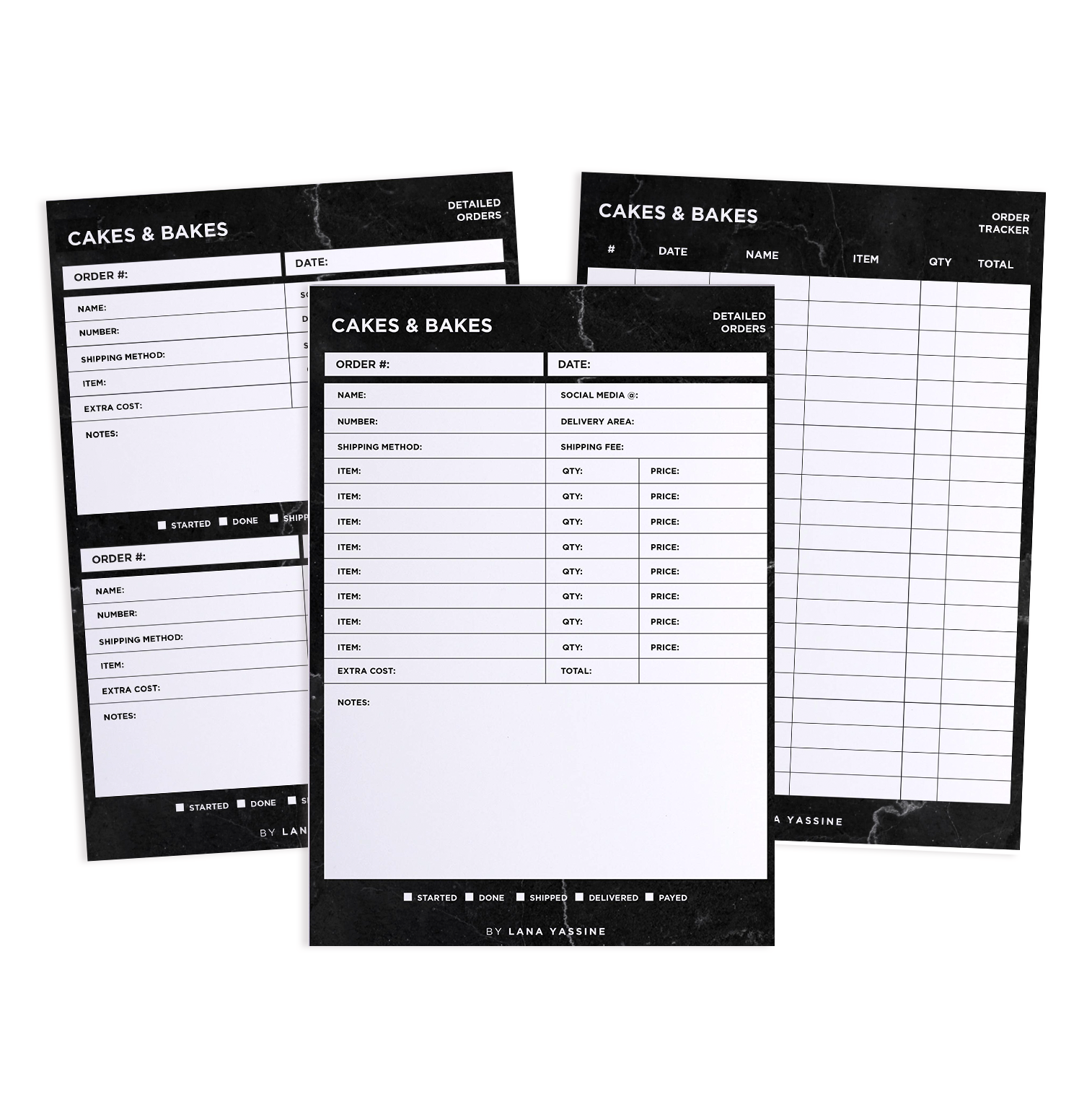 Black Marble Order Tracker Desk Planner