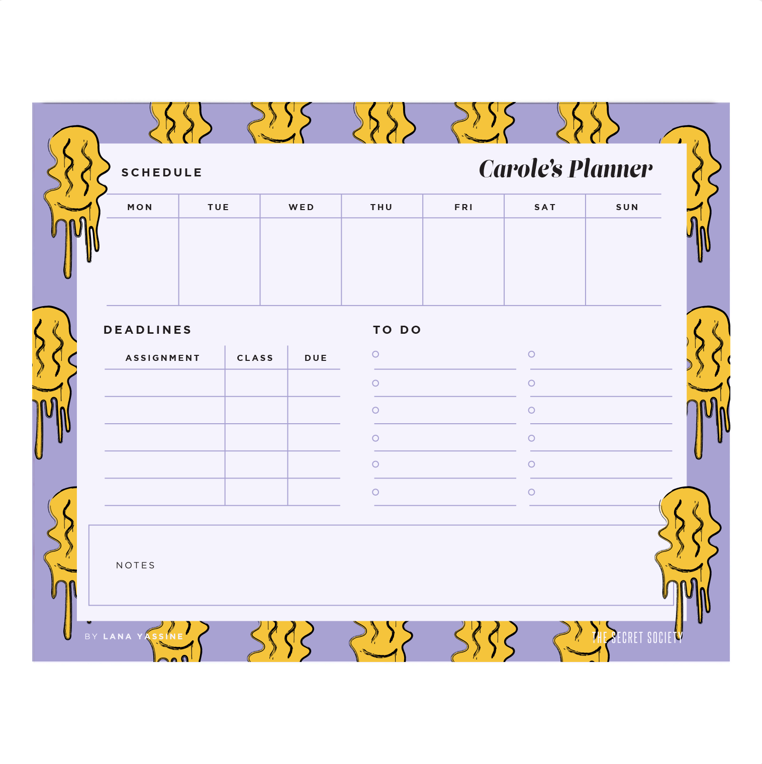 Keep Smiling Compact Student Weekly Desk Planner | The Secret Society