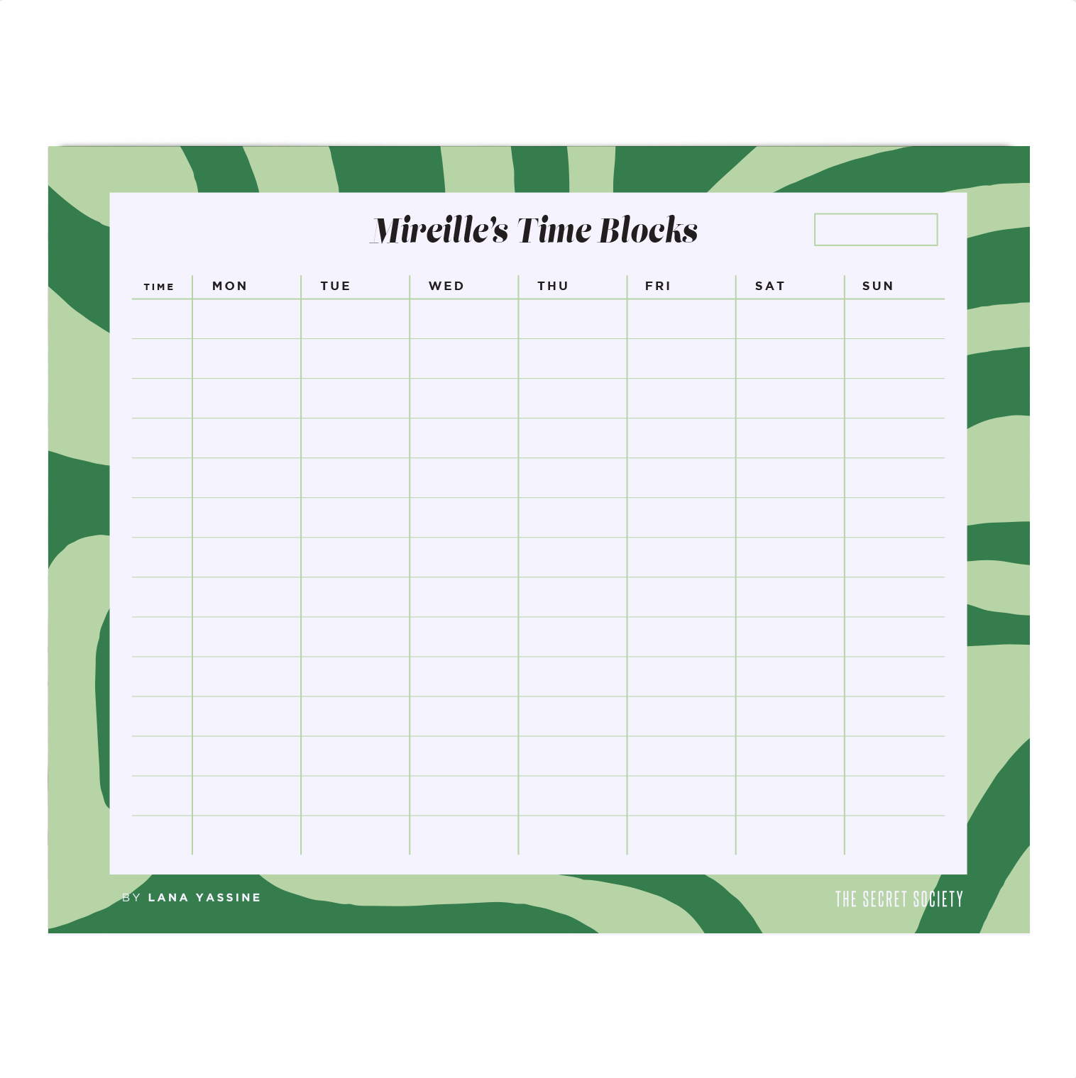 Go Green  Time Blocks Weekly Desk Planner | The Secret Society