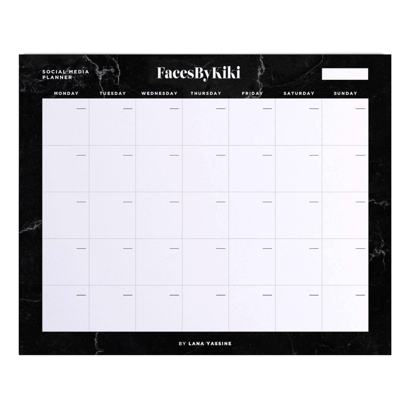 Black Marble Social Media Desk Planner