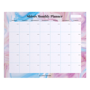 Blue & Purple Marble Monthly Desk Planner