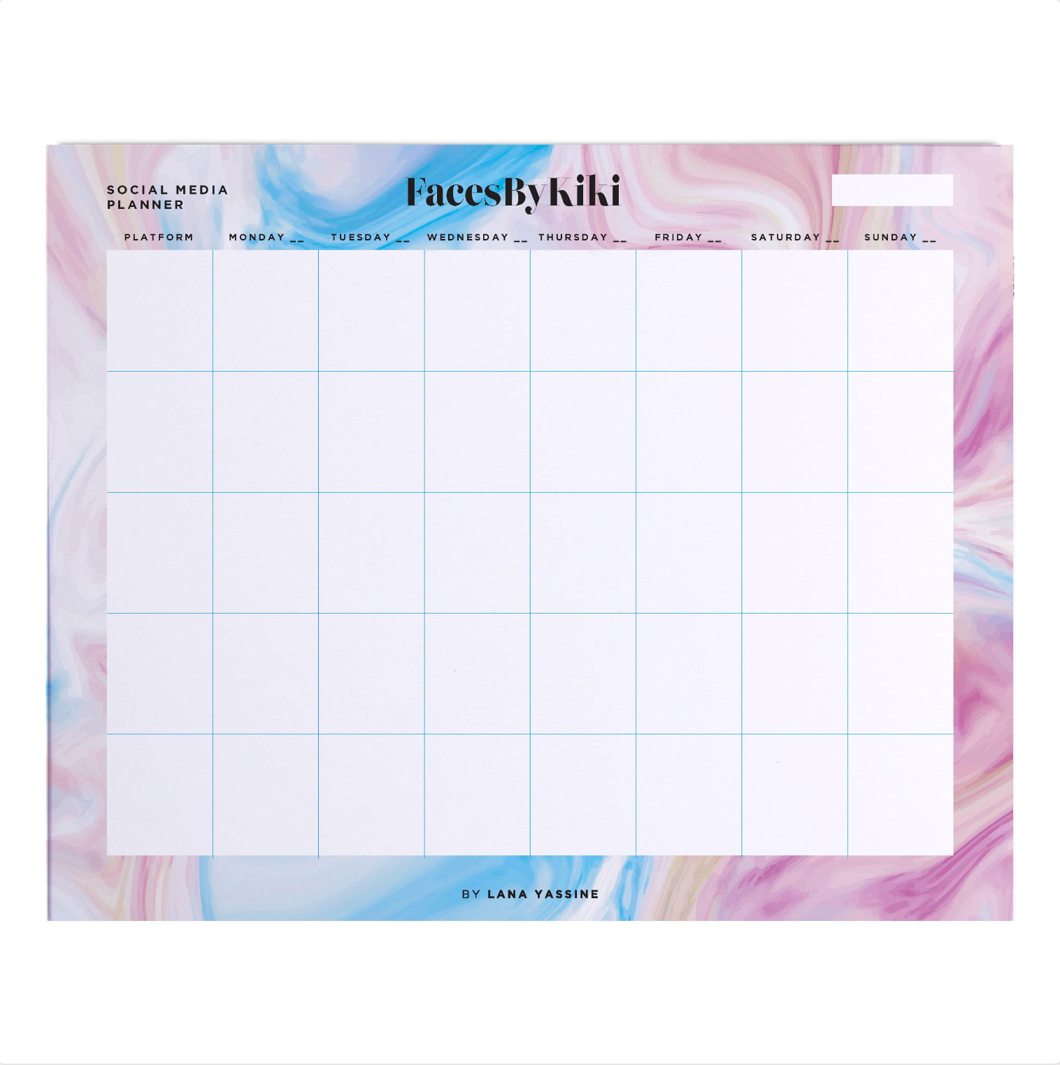 Blue & Purple Marble Social Media Desk Planner