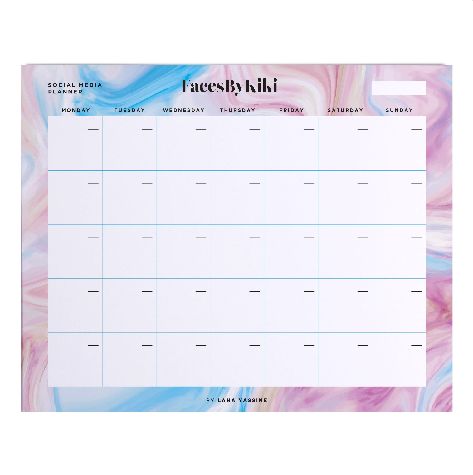 Blue & Purple Marble Social Media Desk Planner