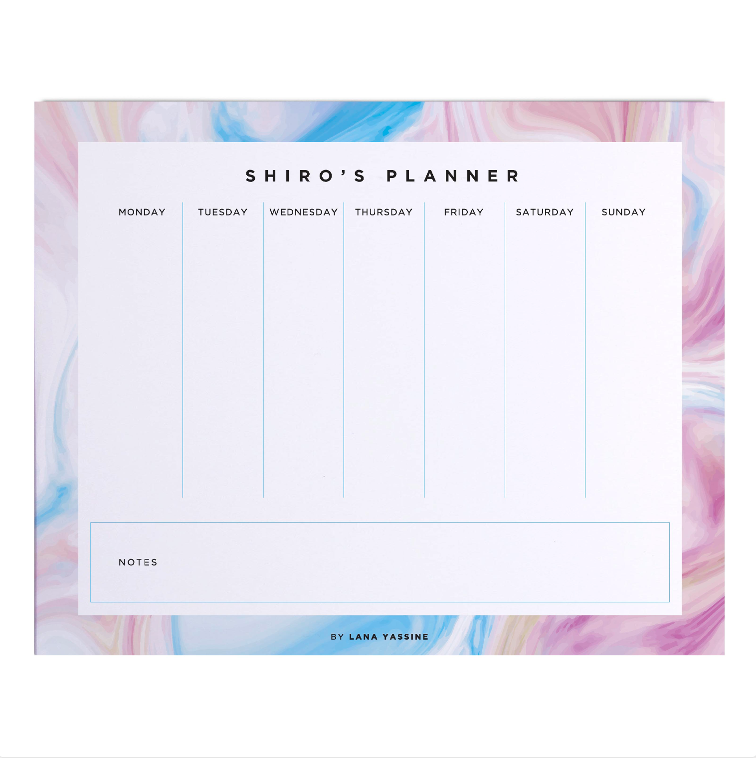 Blue & Purple Marble Weekly Desk Planner
