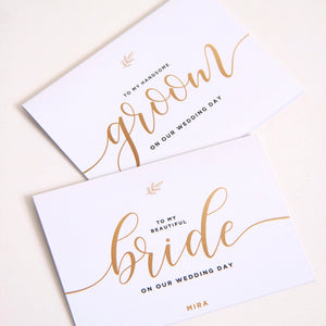 Bride & Groom Gold Greeting Cards