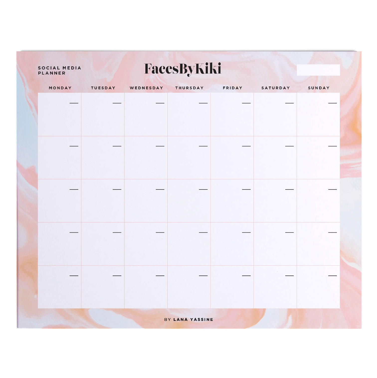 Orange Marble Social Media Desk Planner