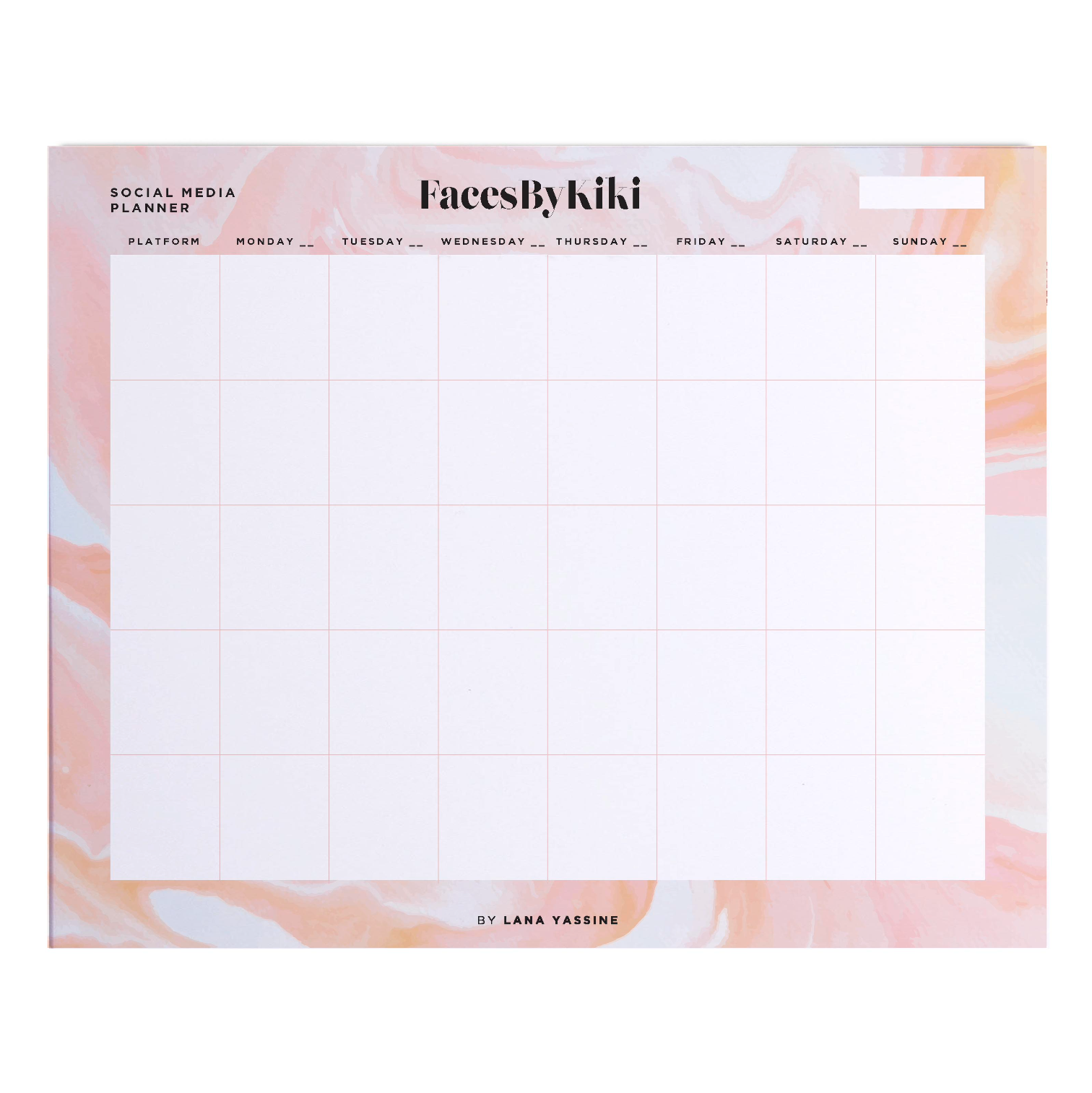 Orange Marble Social Media Desk Planner