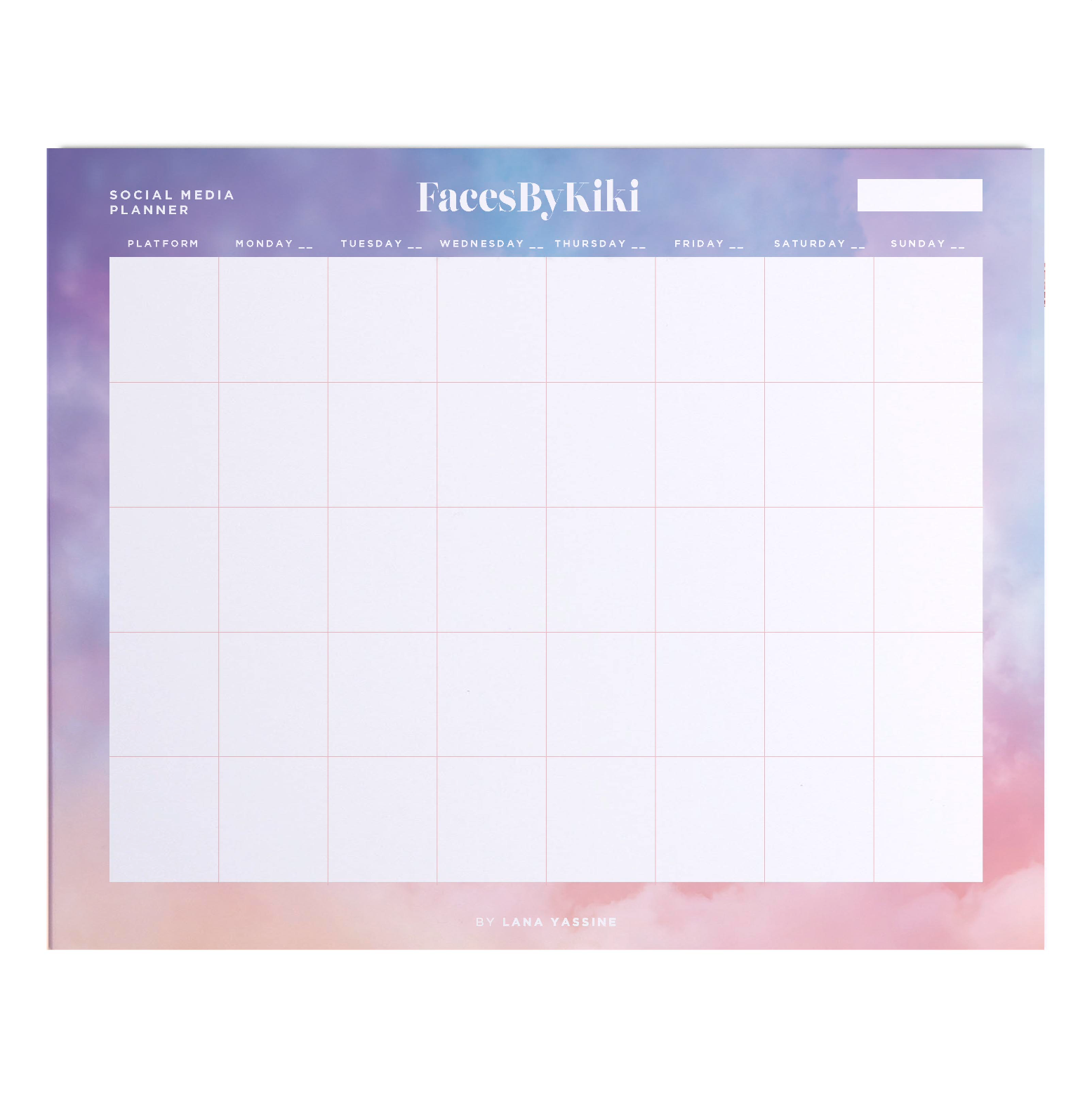 Pastel Clouds Social Media Desk Planner