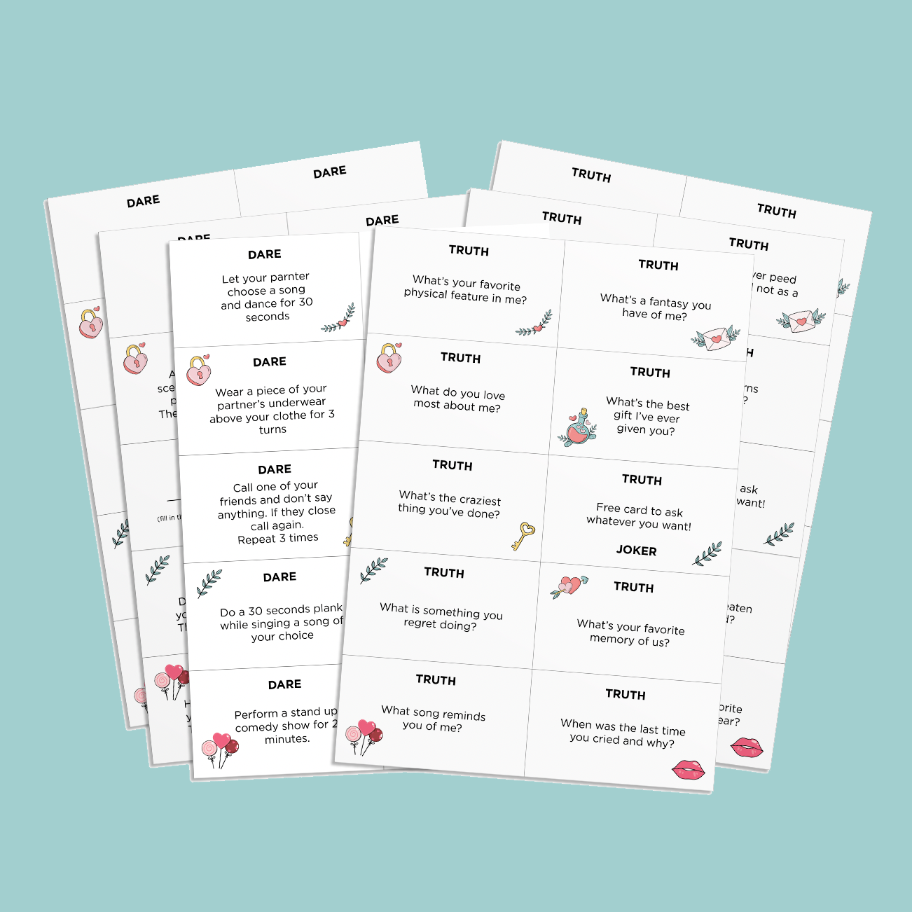 Couples Truth or Dare Free Printable